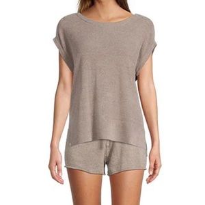 EUC size XL Barefoot Dreams cozychic ultra lite cap sleeve tee in beach rock